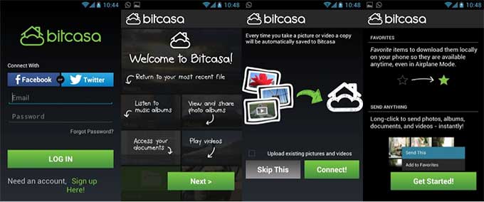 Bitcasa és compatible amb dispositius mòbils
